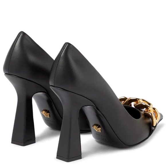 Versace Medusa Embellished Leather Pumps - Picture 3 of 12
